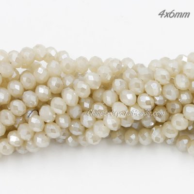 4x6mm Chinese Crystal Rondelle Beads, opaque beige light about 95 Pcs