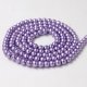 Glass Pearl Beads, Round, Mid Amethyst, different size for choice, Hole:Approx 1mm, Length:Approx 32 Inch
