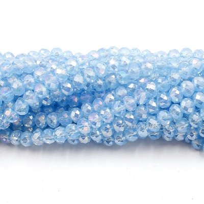 4x6mm lt. Sapphire AB2 Chinese Crystal Rondelle Beads about 95 beads