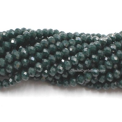 4x6mm Opaque dark green Chinese Crystal Rondelle Beads about 95 beads