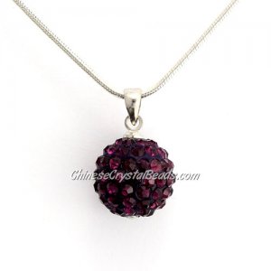 Pave Disco Ball Pendant, 12mm, violet, sold 1 pcs