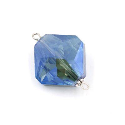 Square shape Faceted Crystal Pendants Necklace Connectors, 22x31mm,Magic Blue, 1 pc