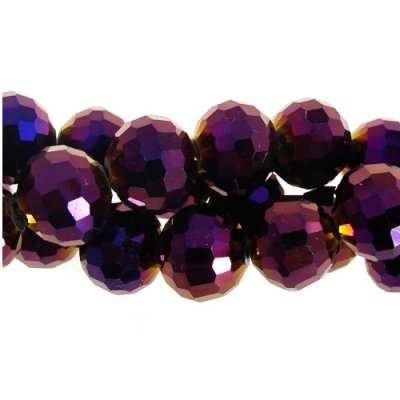 Chinese Crystal 12mm Round Long Bead Strand, purple light , 16 beads