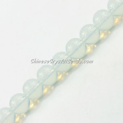 Chinese 10mm Round Glass Beads opal, hole 1mm, about 33pcs per strand