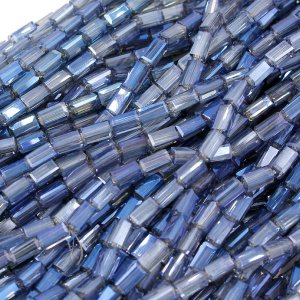 cuboid crystal beads, 4x4x8mm, Magic Blue, 70pcs per strand