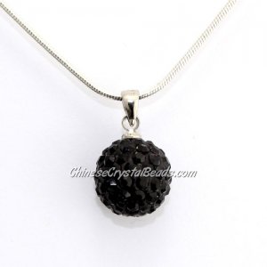 Pave Disco Ball Pendant, 12mm, black, sold 1 pcs