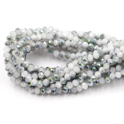 130Pcs 2.5x3.5mm Chinese Crystal Rondelle Beads, white jade half green light
