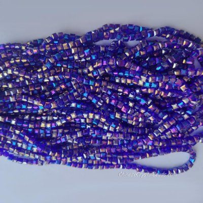 4mm Cube Crystal beads about 95Pcs, apphire AB