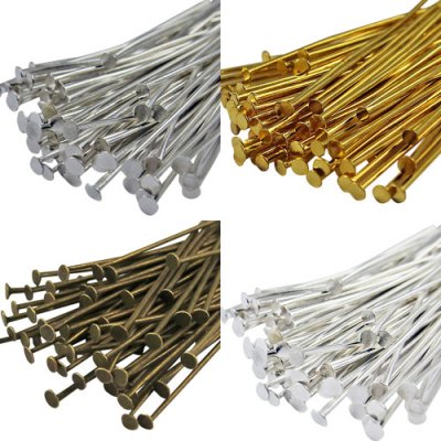 100Pcs Eyepin Metal Flat Head pin Needles Findings for Jewelry Craft Findings