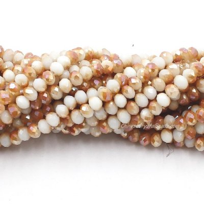 4x6mm Opaque white Half amber light Chinese Crystal Rondelle Beads about 95 beads