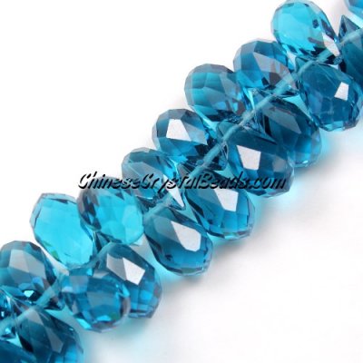 Chinese Crystal Briolette Bead Strand, capri blue, 8x13mm, 20 beads