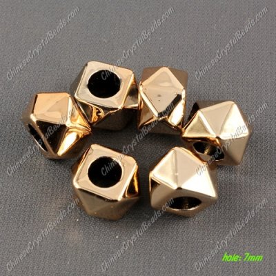 CCB Plastic Beads, golden color, multi-faceted, 16x14x10mm, hole:7mm, sold per pkg of 50pcs