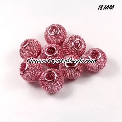 18mm Pink Mesh Bead, Basketball Wives, 12 pieces