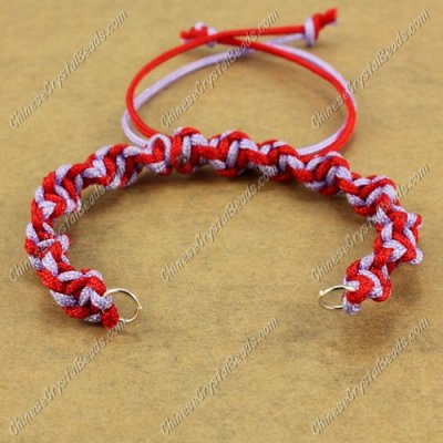 Pave Twist chain, nylon cord, red and lt-violet, wide : 7mm, length:14cm
