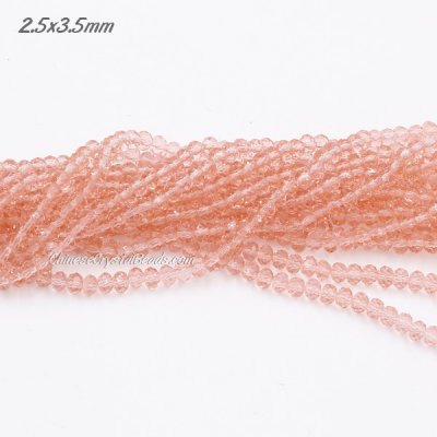 130Pcs 2.5x3.5mm rosaline Rondelle Crystal Beads