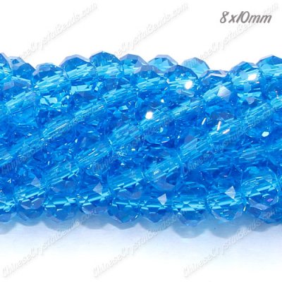 70Pcs 8x10mm Chinese Crystal Rondelle Beads Strand, aqua
