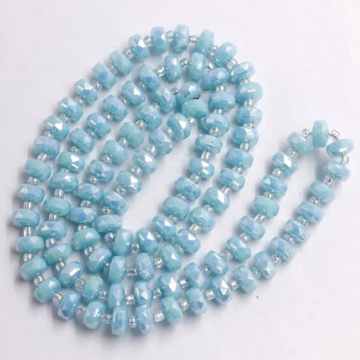 80Pcs 5x8mm angular crystal beads opaque aqua AB