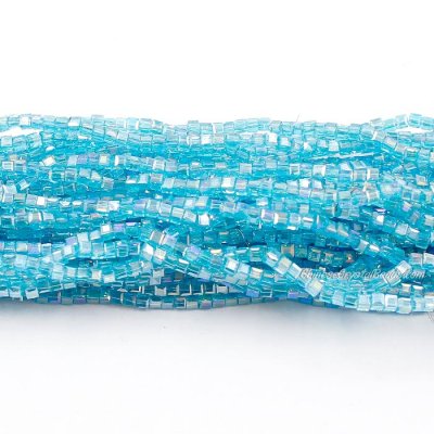 180pcs 2mm Cube Crystal Beads, med aqua AB