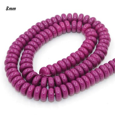 100Pcs 8x4mm Smooth Roundel Shape Glass Beads, rondelle glass beads strand, hole 1mm, Purple