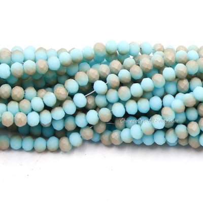 130Pcs 2.5x3.5mm Chinese Crystal Rondelle Beads, Matte aqua half light