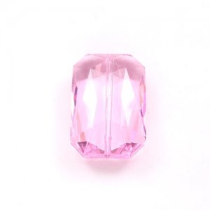 Crystal Faceted Rectangle Pendant, Pink, 18x27mm, 1 piece