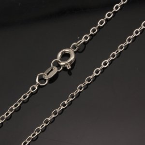 Chain, dark silver-plated steel, 1mm, 16-inch. Sold individually. #003