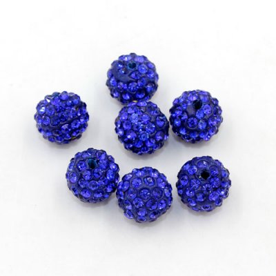 50pcs, 12mm Pave beads, hole: 1.5mm, clay disco beads, navy blue
