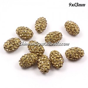 Oval Pave Beads, 9x13mm, Clay, champagne, sold per 10pcs bag