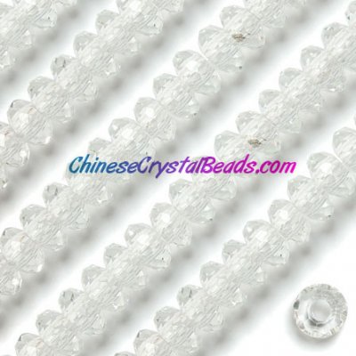Crystal European Beads, clear, 8x14mm, 5mm big hole,12 beads