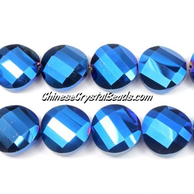 Chinese Crystal Twist Bead, 18mm, Blue Light, 10 beads