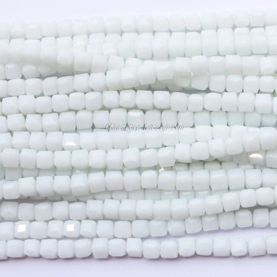 98Pcs 6mm Cube Crystal beads,opaque white