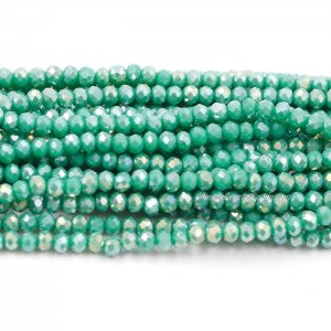 130Pcs 2.5x3.5mm Chinese Crystal Rondelle Beads, Opaque Turquoise Half AB