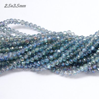 130Pcs 2.5x3.5mm transparent green light Chinese Crystal Rondelle Beads