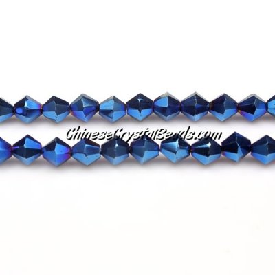 Chinese Crystal Bicone bead strand, 6mm, blue light, about 50 beads
