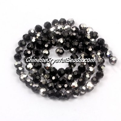 Chinese Crystal round Bead Strand, black Half silve, 4mm ,about 100 beads