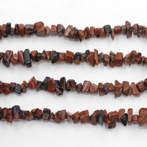 Mahogany Obsidian Gemstone Chips, 3mm to 8mm, Hole:Approx 0.8mm, Length:Approx 35 Inch