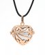 flower heart shape harmony ball necklace Mexican bola ball angel caller, rose gold plated brass, 1pc