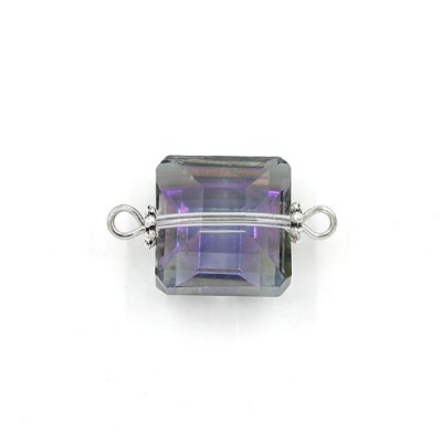 Square shape Faceted Crystal Pendants Necklace Connectors, 13x13mm, purple light, 1 pc