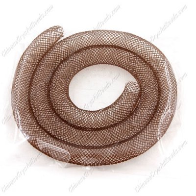 DIY Mesh Bracelet soft nylon fishnet tube, brown, width:8mm, 40cm