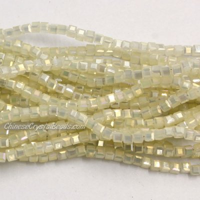 180pcs 2mm Cube Crystal Beads, opaque yellow light