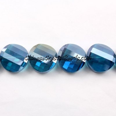 Chinese Crystal Twist Bead, 18mm, capri blue AB, 10 beads