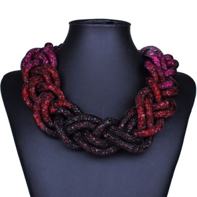 Stardust Mesh Necklace, Weave necklace, red Gradual change, length: about 57CM