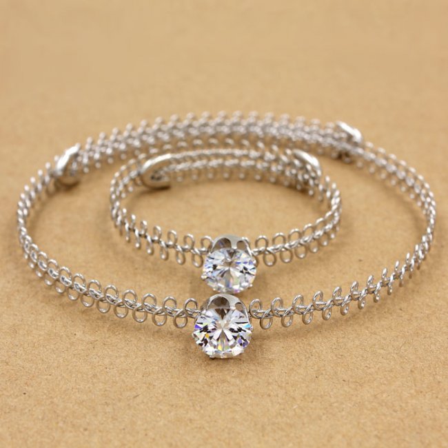 90's Tatto Choker sets, AAA 12mm Zircon crystal stones, silver color,1 pc - Click Image to Close