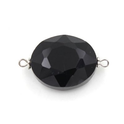Oval shape Faceted Crystal Pendants Necklace Connectors, 20x33mm, black, 1 pc