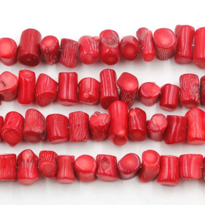 Natural Coral Beads, Tube, red, Grade AA, 5-8mm,6-15mm, Hole:Approx 1mm, Length:15 Inch