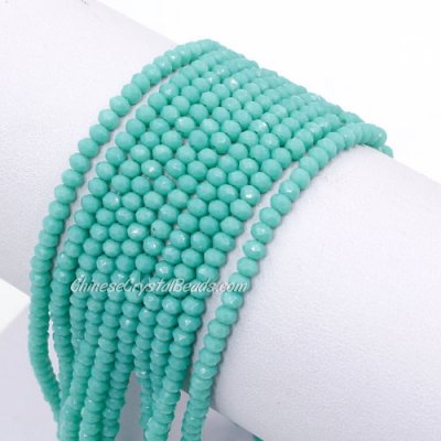 130Pcs 2x3mm Chinese Crystal Rondelle Beads Strand, Turquoise