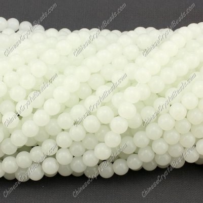 6mm round glass beads strand, white jade 140pcs per strand