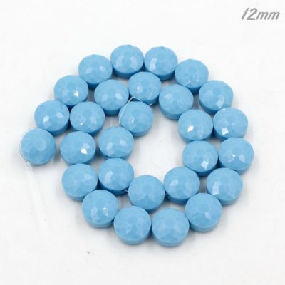 12mm sunflower faceted crystal beads, opaque turquoise, 1 Pc