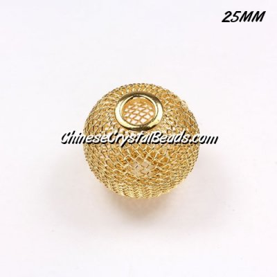 25mm Gold Mesh Bead, Basketball Wives, 10 pieces