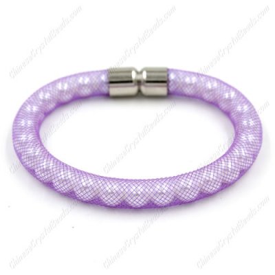 Pearl mesh bracelet, purple mesh, width:8mm, 1 pc